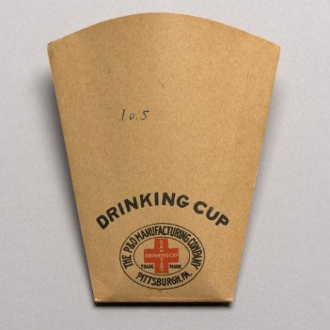 A paper drinking cup, like the ones introduced after Dr. Crumbine banned the public drinking cup, circa 1907. (Kansas Historical Society)